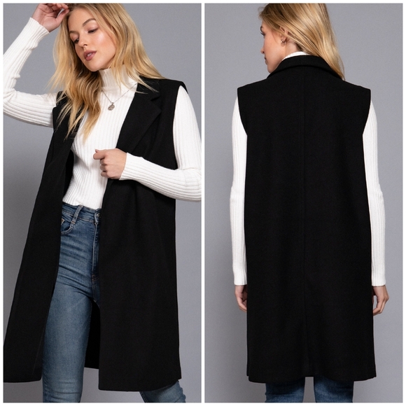 Sophisticated Chic Black Peacoat Vest - Picture 2 of 7